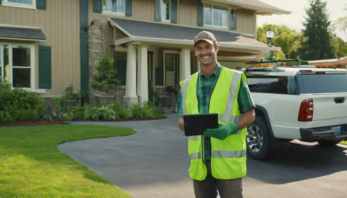 A friendly septic provider talking with a homeowner beside a yard access lid in the St. Jacob area
